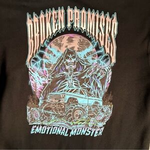 Broken Promises Emotional Monster Graphic Hoodie XXL Black Streetwear